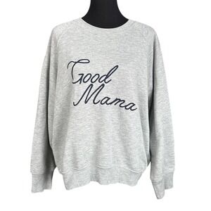 Good American 'Good Mama' Heather Gray Crewneck Sweatshirt, Size 5 (1XL), Cozy